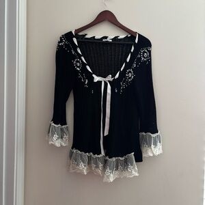 Y2K knit cardigan with lace